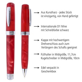 Online Bohemian Art Resin Fountain Pen, Red Nib, Size M incl. ink cartridge in high-quality gift packaging