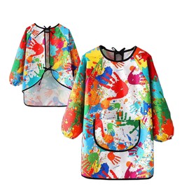 FAMIDIQGO Art Smock For Kids Waterproof Artist Painting Smocks Toddler Painting Apron with Pocket for Girl Boy Painting Baking