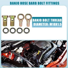 A ABSOPRO Banjo Bolt M18x1.5 13mm Banjo Hose Barb Bolt Fittings Brake Line Fitting Adapter with Copper Washers for Motorcycle Car (Set of 2)