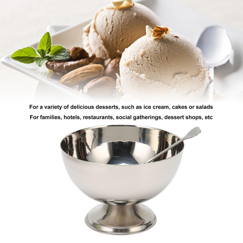 Reusable Stainless Steel Dessert Cups Set for Ice Cream Sundae,