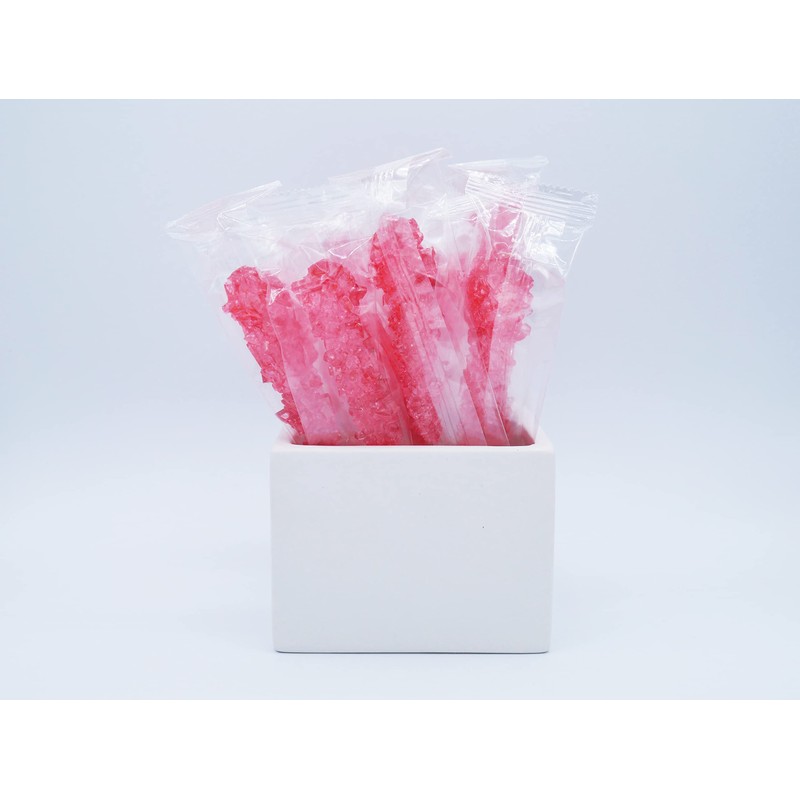 Red Rock Candy Sticks – Strawberry Sugar Flavor, 72 Pack