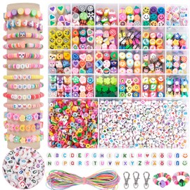 RUBY 1800 Pieces Beads for Threading Children, DIY Beads for Bracelets with German Letters, DIY Craft Beads Set, Necklaces, Art, Craft, Birthday Gifts, Toy for 5-12 Years