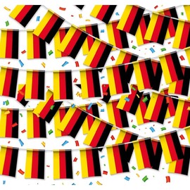 XXL Bunting Germany Garland Black, Red, Yellow (Gold) as Decorative Decoration, Fan Item, Party Decoration for the European Football Championship Euro 2024 (3 Metres)