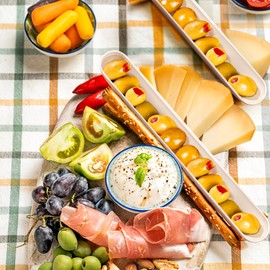 Kevenal Olive Boat Tray, 13'' White Olive Plate Long Narrow Serving Dish, Narrow Canoe for Charcuterie Board, Cheeses and Appetizers