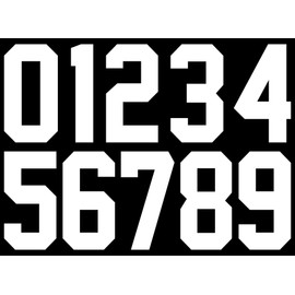 Fanbay 50 piezas de 3 pulgadas de transferencia de calor de hierro número 0 a 9 para camiseta deportiva de fútbol, béisbol, camiseta del equipo (color blanco 0-9)