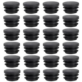 AZWOOD Lamellar Plugs, Round, 24 Pieces, 22 mm, Round End Caps Made of PE Plastic, Round Plugs, Black, Pipe Plugs, Diameter 22 mm, for Pipe Cover of Aluminium Tube, Stainless Steel Tube for Perfect