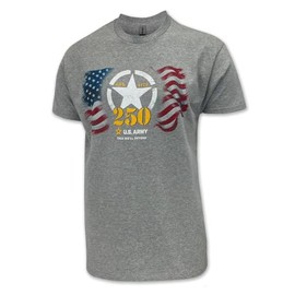 Armed Forces Gear Army 250th Anniversary Flag T-Shirt (Grey, XL)