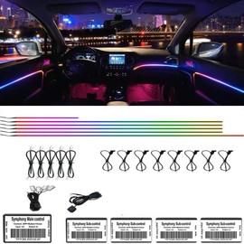 Acrylic Interior Car LED Strip Light APP Control, RGB Symphony Color 18 in 1 570 LEDs Fiber Optic Ambient Lighting Kits, 16 Million Colors Sound Active Function Car Neon Lights (18 in 1)