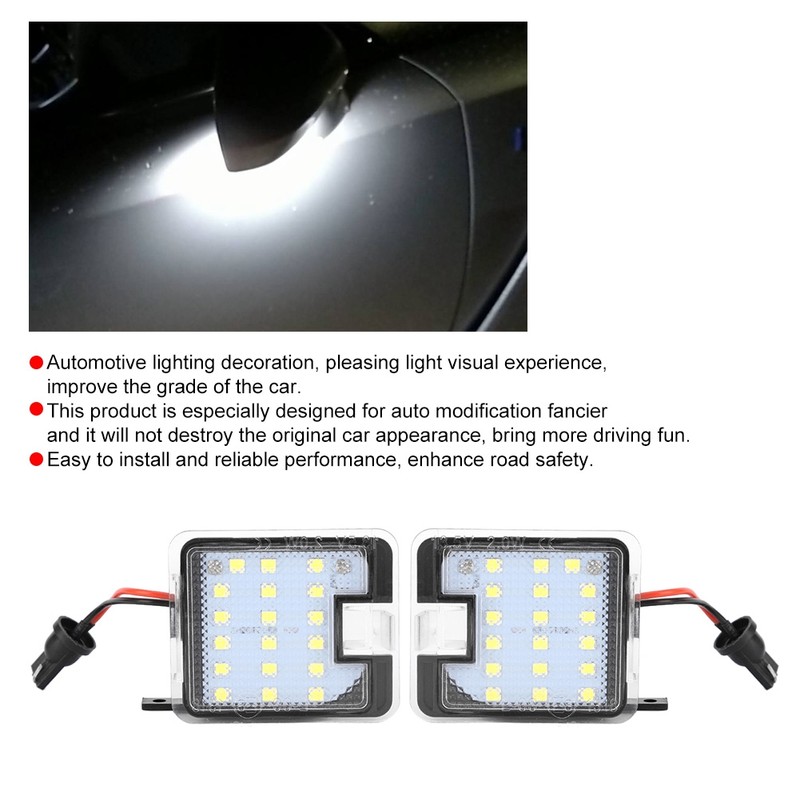 2Pcs LED Wing Mirror Courtesy Light Exterior Floor Lamp Fit