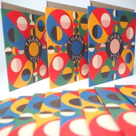 bright stem Modern Abstract Thank You Cards, 12 x 12 cm, Set of 12 with Envelopes, Geometric Design, Recycled Paper