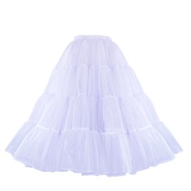 CHERRY LOVE 4 Tiers Tea Length Plus Puffy Tulle Petticoat Twice the Puffiness of Ordinary Underskirt (XL-3XL, White)