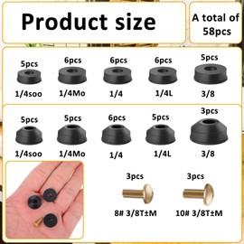 TIESOME Faucet Washers, 58 PCS Hose Bib Repair Kit with Brass Screws Faucet Washer Assortment Kit with Assorted Flat and Beveled Rubber Washers Outdoor Faucet Repair Kit for Repairing Faucet Leak
