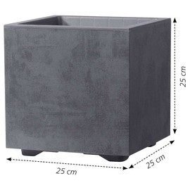 Deroma Millennium Series 10” Cube Planter | Lightweight & Durable Plastic | Indoor or Outdoor Pots for Plants | Includes Water Reserve & Drainage Plug | Charcoal