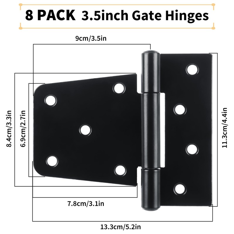 8 Pack Heavy Duty Gate Hinges 3.5 inch Extra Thick