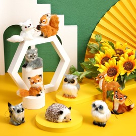 Skylety 10 Pieces Woodland Animal Christmas Ornaments Faux Fur Plush Animal Hanging Ornaments for Christmas Tree Keychain Backpack Hanging Home Party Decoration (Animals)