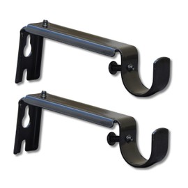 Simply Sublime Adjustable Curtain Rod Extension Brackets - ⅝ or ¾ Inch Rod (Black)