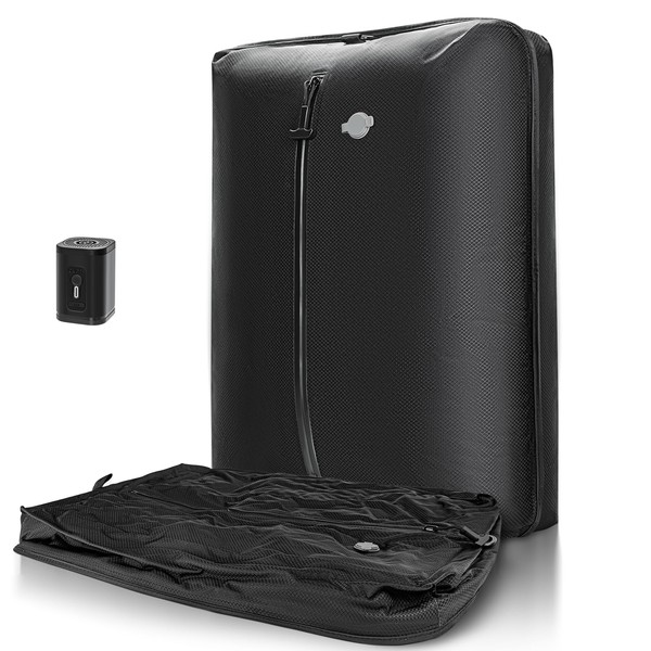 WhiteRhino Vacuum Compression Zipper Storage Bags,Home Reusable Backpack Travel Black