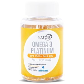 OMEGA 3 PLATINUM | 60 capsulas | 2,600mg - EPA 1,000mg - DHA 400mg | Golden Omega® | 2 capsulas por dia | Sin Metales Pesados | Omega 3 Platinum.