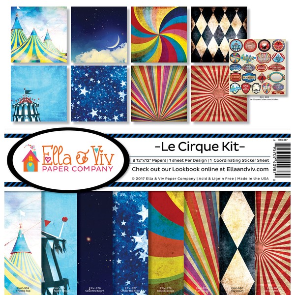 Ella & Viv by Reminisce EAV-987 Le Cirque Scrapbook Collection Kit, 12x12 inches