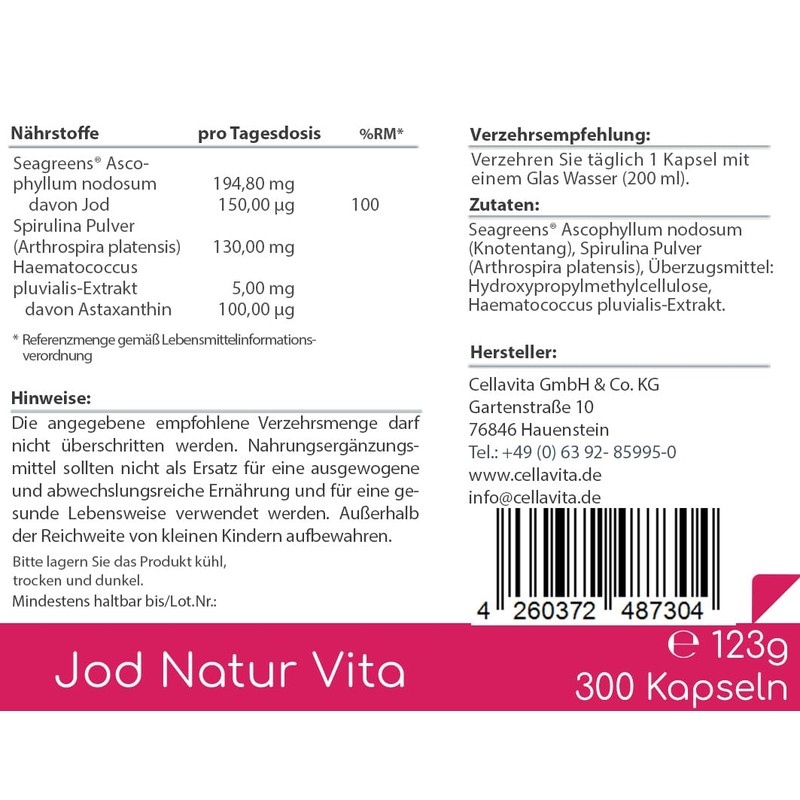 Cellavita Iodine Natur Vita | Made from Kelp Algae with