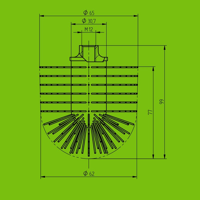 Toilet Brush Head White, diameter: 65 MM / M12 Thread