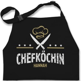 Geschenk mit Namen personalisiert by Shirtracer - Children's Apron Children Boys Girls - Cooking Apron - Chef with Name - Gift for Chef Hobby Chef Christmas Birthday, 1 black