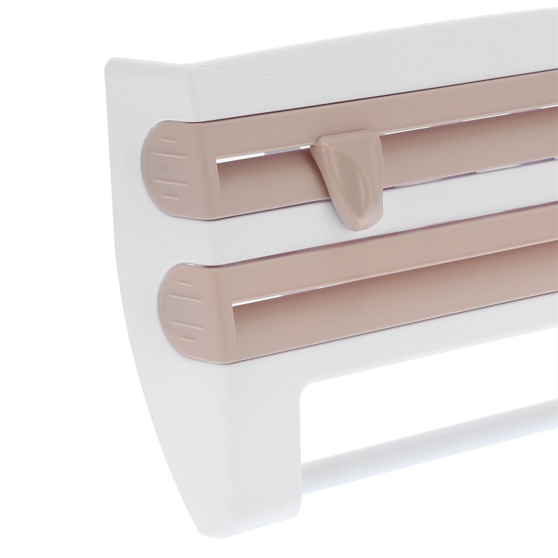 Plastic Wrap Storage Rack Cling Film Dispenser Cutter Paper Towel