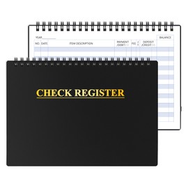 Checkbook Register, Check Registers for Personal Checkbook, Financial Ledger, Checking Book Register for Debit Card & Personal Bank Checks Order Online - Wide Edition, 8.4" x 6.1" (Black)