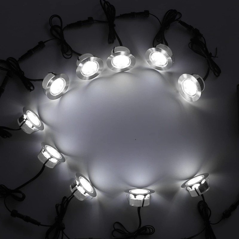 YZGWZLD Recessed LED Deck Lights Kits,10 Pack Φ2.36 Waterproof Cool