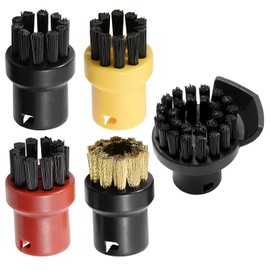 Akunsz Steam Cleaner Brush for Karcher SC Steam Cleaner Accessories Steam Brush Set of 5 (1 Black, 1 Red, 1 Yellow, 1 Brass and 1 Scraper Brush) Replaces Kärcher SC1, SC2, CTK10, SC3, SC4, SC5, SC7