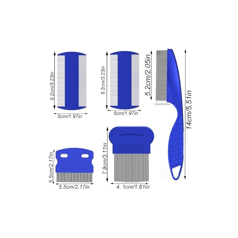 Lice Comb, Pack of 5 Flea Comb, Lice Comb, Metal