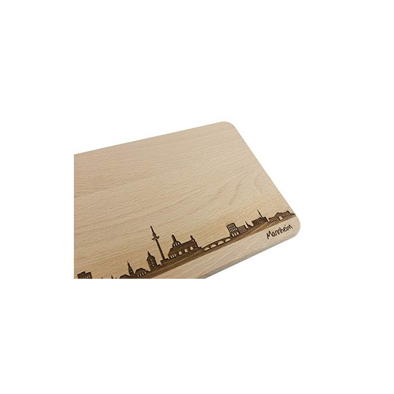 Brotzeitbrett Mannheim Skyline | Beech Breakfast Board | Wooden Chopping