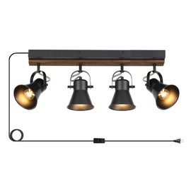 SEEBLEN 4-Light Plug-in Track Lighting, Adjustable Ceiling Spotlight,Industrial Black Kitchen Track Lighting Fixtures Ceiling for Living Room, Dining Room, Hallway,Bathroom.