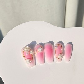 Antique Rose Wall Handmade Nail Tips - Ballerina M / 앤틱 로즈 월 수제네일팁 - 발레리나M