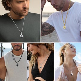Star of David Necklace for Men Stainless Steel Wheat Chain Jewish Christian Jewelry Judeo-Christian Necklaces