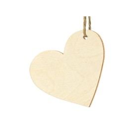 PartyDeco Place Cards Wooden Hearts with Hole 6 x 5 cm Blank Pack of 10 Gift Tags Wooden Heart Table Decoration Wedding