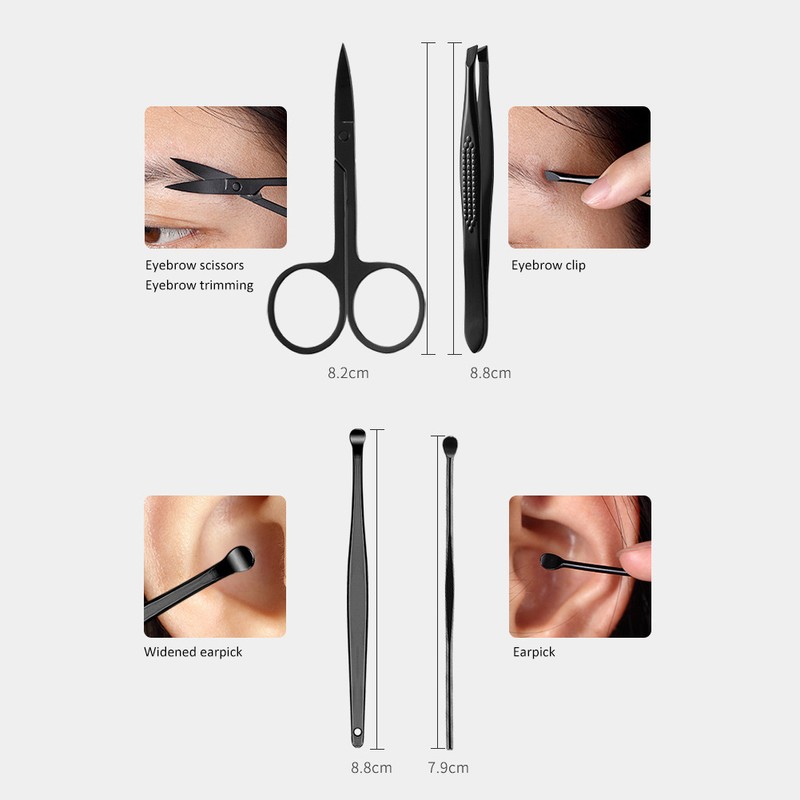 16pcs Stainless Steel Nail Clipper Eyebrow Scissors Pedicure Knife Manicure