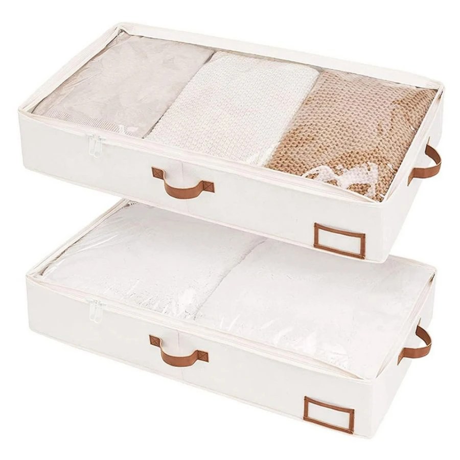 Closiq Under Bed Storage Bag Foldable – Clear Window with Reinforced Handles, Bedroom Blanket and Quilt Storage