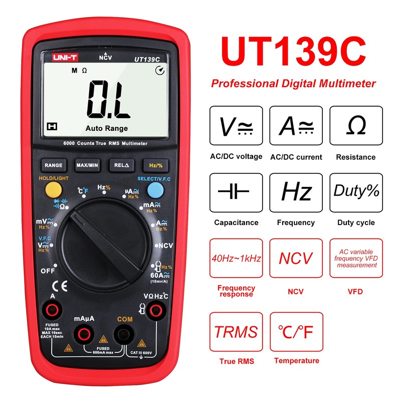UNI-T UT139C - Multímetro digital de rango automático, medidor RMS