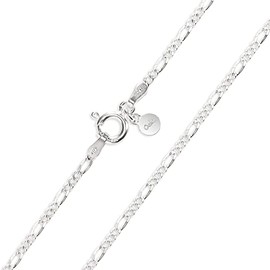 Gold Gala Women's 925 Sterling Silver Figaro Chain Made in Italy, Sterling Silver, No Gemstone