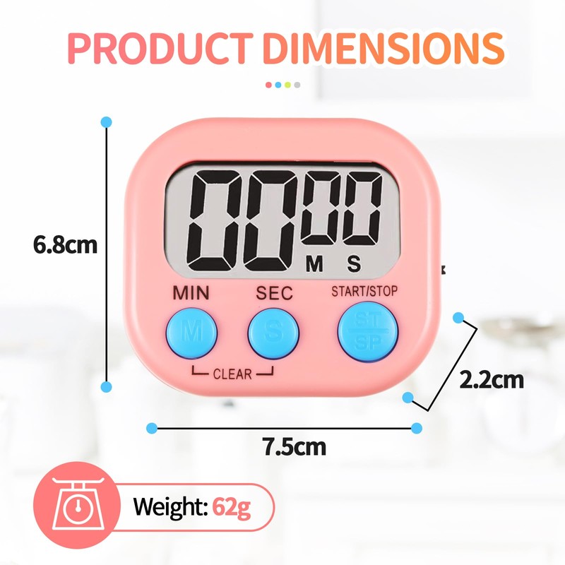 4 Kitchen Timers, Magnetic Timer, Digital Timer, Digital Kitchen Timer