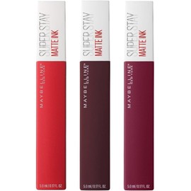 Maybelline Kit 3 Labiales líquidos Super Stay Matte Ink 5ml c/u, lipstick matte de larga duración, color intenso por hasta 16H, alta pigmentación, no transfiere