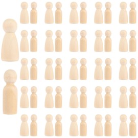 MUXHEL 100 Pcs Wooden Peg Dolls, 2.2" x 0.9" Unfinished Wood Peg People, Wooden Figures for Craft Art Projects, DIY Painting and Decoration
