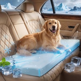 BALAPET Cooling Dog Car Seat Bed for Back Seat, Blue Waterproof Dog Car Seat Cushion with Removable Machine Washable Cover, Thick Supportive Pet Travel Mat with Non-Slip Bottom, 54"L x 24.8"W x 2"H