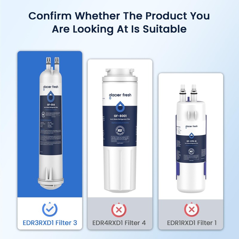 GLACIER FRESH EDR3RXD1 Compatible with 4396841 Refrigerator Water Filter, KAD3RXD1,