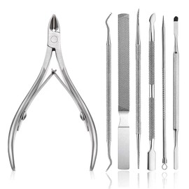 TICKLELY 7 Piece Cuticle Remover Set - Premium Cuticle Repair Agent, Cuticle Nippers, Cuticle Pusher, Manscaped Cuticle Pusher