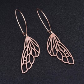 10K Gold Color Dragonfly Wing Dangle Earring 3 Tone (gold)