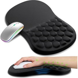 Mouse Pad,Alfombrilla de Ratón Ergonomic con Diseño de Masaje,Base de Goma Antideslizante Mousepad,Reposamuñecas para Aliviar el Dolor con Espuma Viscoelástica,para Oficina, Computadora (D)
