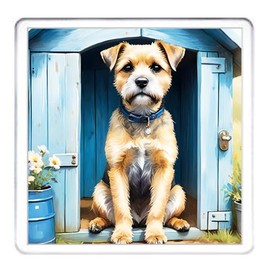 Border Terrier Dog Coaster Set. 4 different Border Terrier Dog Pictures on 10cm x 10cm Acrylic Coasters. Boxed Coaster Drip Mat Set.