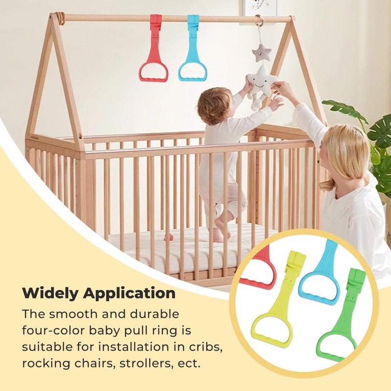 6 Pcs Baby Pull Up Rings,Colorful Baby Cot Hand Rings,Removable